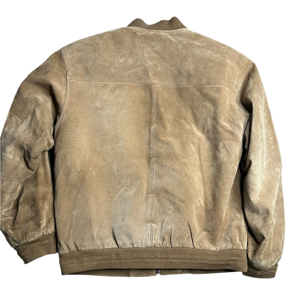 Roundtree‎ & Yorke Men’s Tan Suede Leather Bomber Jacket Size Medium - Picture 6 of 8